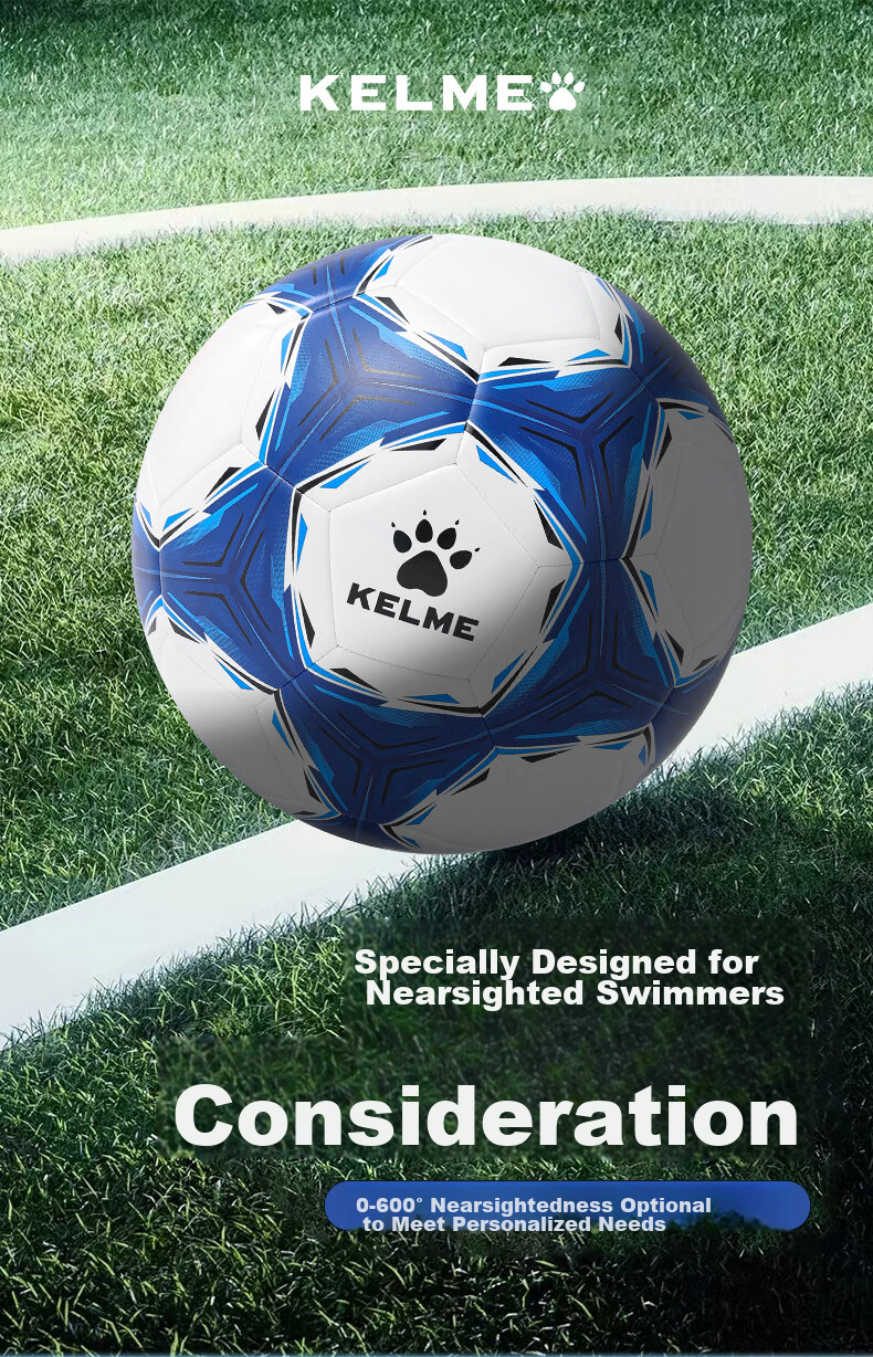 KELME Sewn Football Training Match Ball Durable Size 4 Children's Standard White Blue 1
