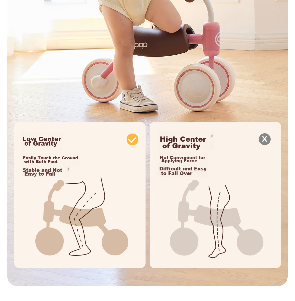 Kidpop Baby Walker, Anti-O Leg, Anti-Rollover Children's Balance Bike, for Ages 1-3, Toddler Walker, First Birthday Gift, Pink 10