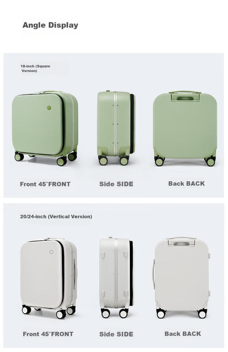Mixi Front-Opening Aluminum Frame Suitcase, Trolley Case with Password Lock, Large Capacity Luggage for Travel, Carry-On Suitcase for Me 28
