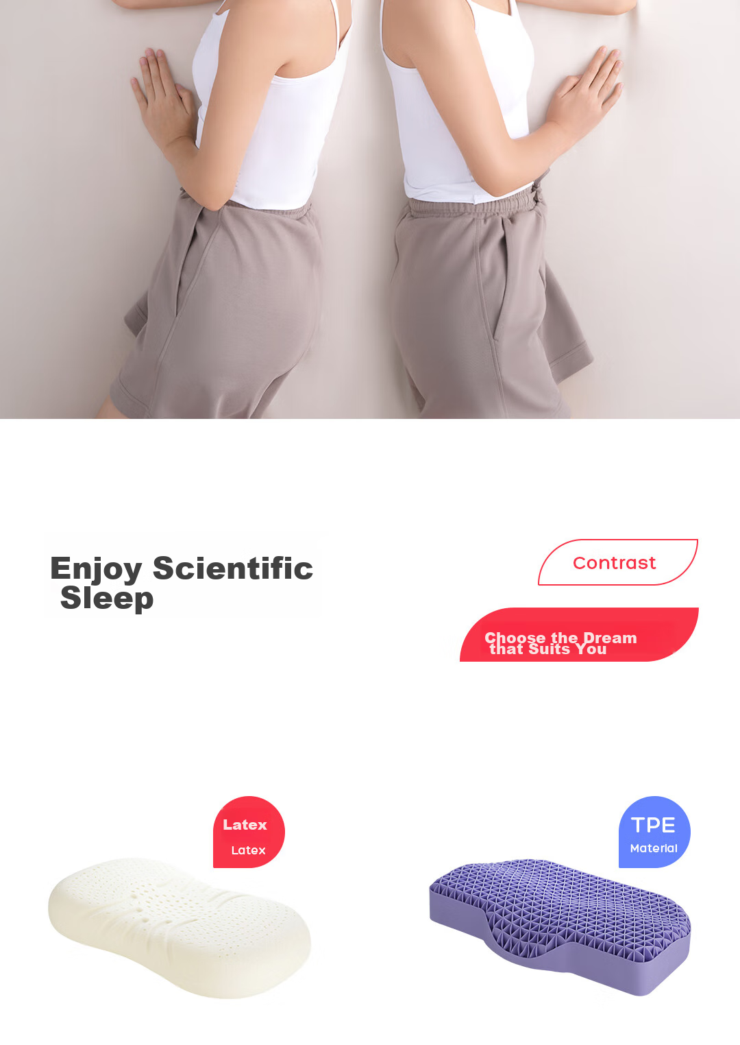 Caihongyoupin Latex Pillow, Imported Natural Latex Cervical Pillow, Class A Fabric Pillowcase + Pillow Core, Cat Belly Style, ZRM-W 10