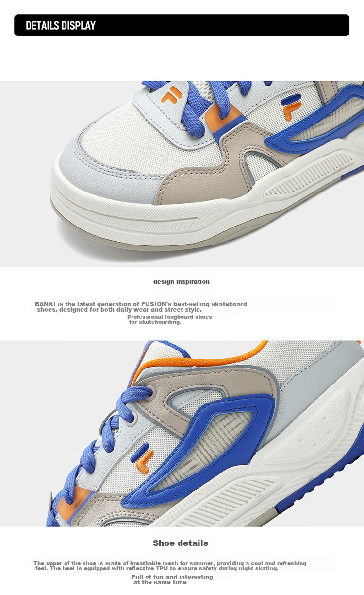 FILA FUSION, Official Trendy Brand Men's Shoes, BANK II Lightweight Sneakers, Fashionable Spring And Autumn Footwear, Sports Shoes 20
