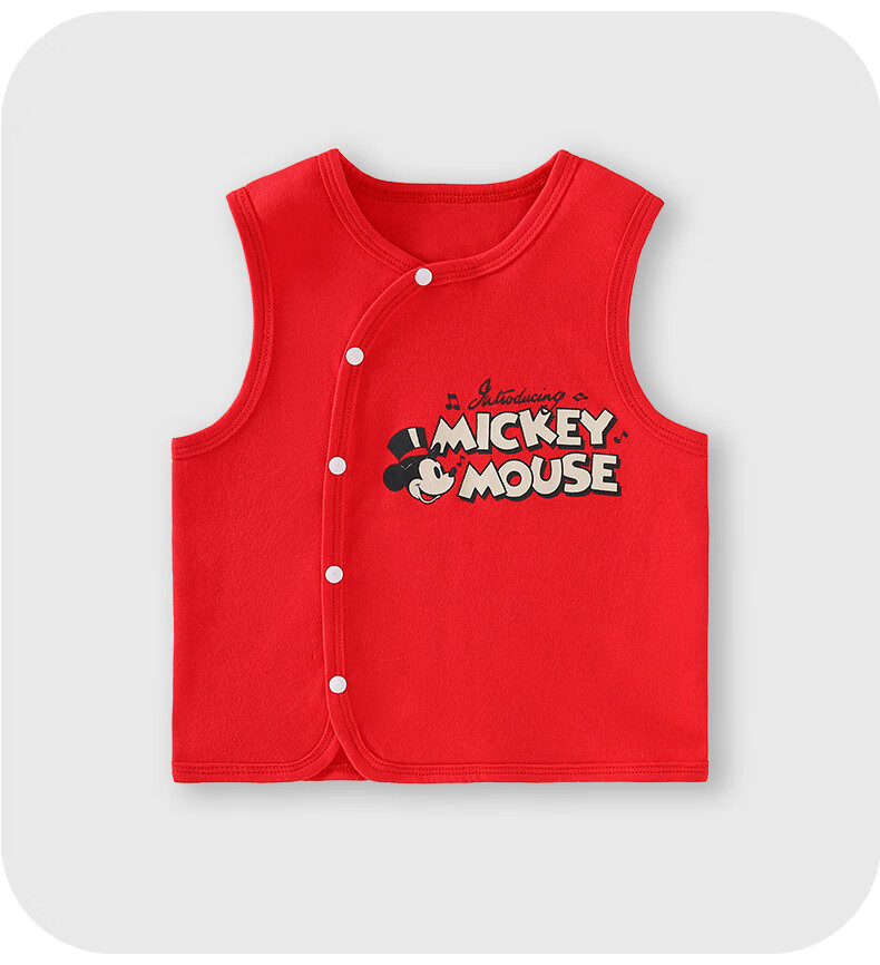 Disney 2-Piece Baby Vest Set Newborn Festive Red Cotton Sleeveless Shirt for 100 Days Celebration Spring Autumn Winter Size 59 4