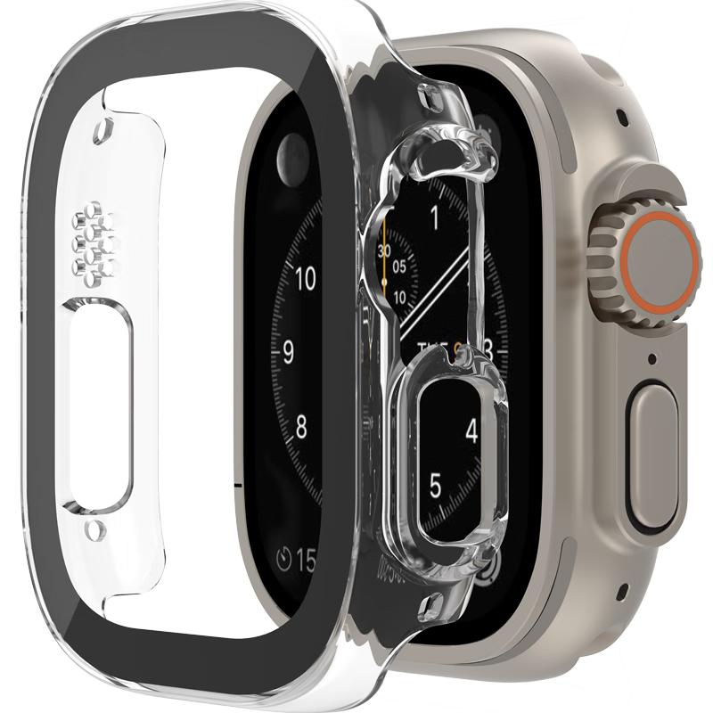 BELKIN Full Coverage Transparent Protective Case for Apple Watch, Compatible with Apple Watch Ultra 3/Ultra 2/Ultra, Full Screen Shockproof Case Film Two-In 49mm Model