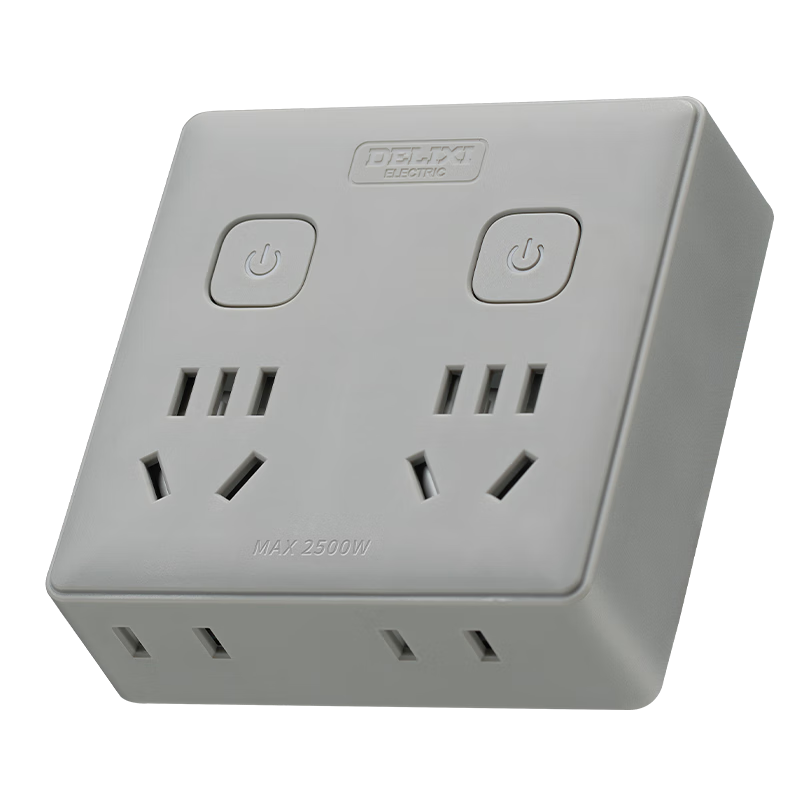 DELIXI 86-Type Conversion Plug/socket/transformer/power Adapter, One-To Conversion Plug with Individual Switches, Gray