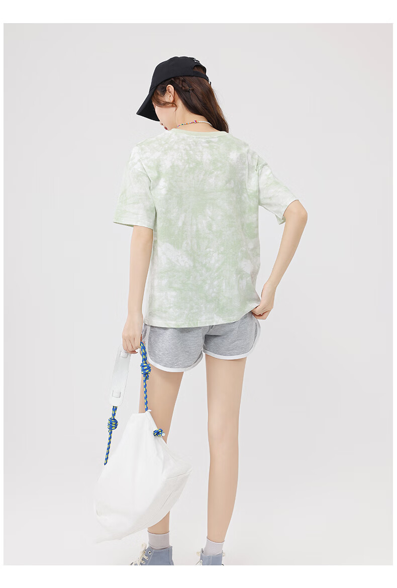 Baleno 100% Pure Cotton Dopamine Tie-Dye Short-Sleeve T-Shirt for Women, Summer 2025 New Women's Clothing, Round Neck Loose Half-Sleeve 16