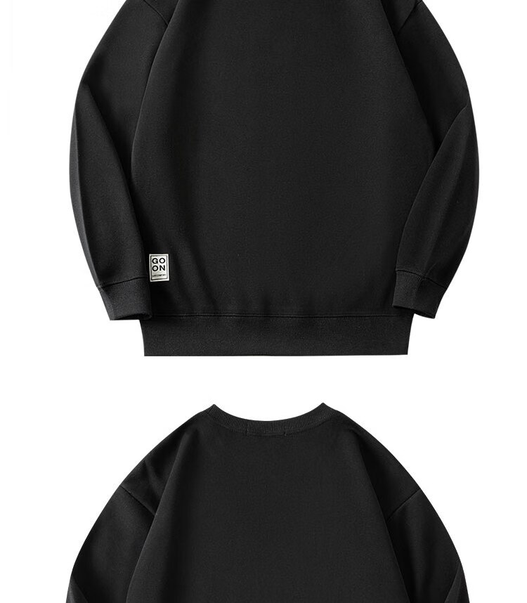LIMENG Japanese Style Loose Fit Men's Sweatshirt Spring Autumn Crew Neck Pullover Long Sleeve Trendy Jacket Light Gray M 5
