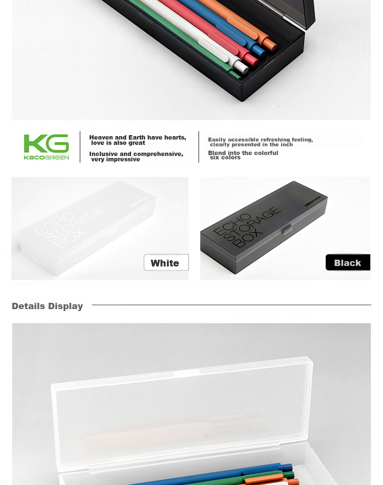 KACO Stationery Box, Simple Semi-Transparent Frosted Pencil Case, Large Capacity for Students, Aike Pencil Box, Instagram-Style Storage Box, Office Minimalist Organizer Pencil Case, Frosted White K1521 2