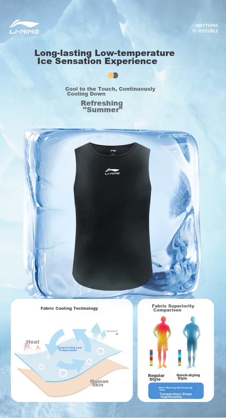 LI-NING Men's Quick-Dry Ice Silk Cooling Sports Short Sleeve T-Shirt Running Loose Casual Summer 2026 New Black Dad Style 5