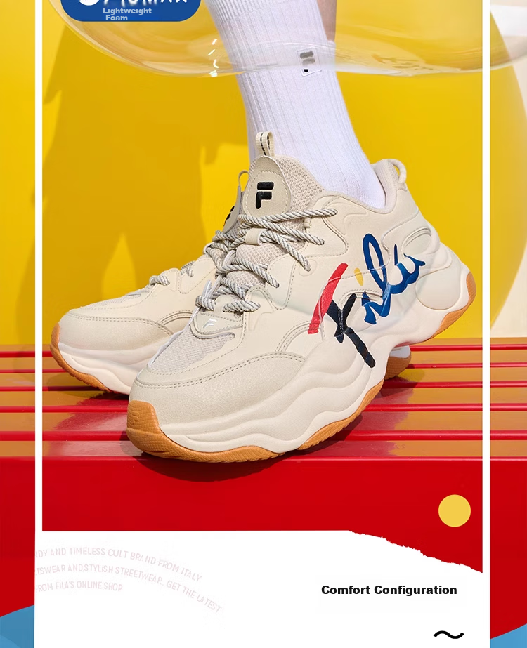 FILA FUSION Official Trendy Brand Women's Shoes BUBBLE Dad Casual Running Shoes Versatile Bubble Shoes 7