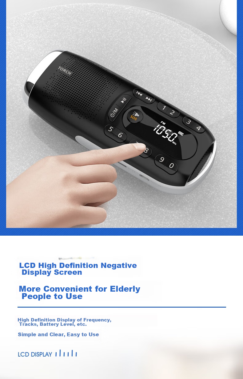 PHILIPS TAR2808 Radio for Elderly, Card-Insertable Speaker, Flashlight Lighting, Portable Rechargeable Outdoor Park Emergency Alarm Lithium Battery Multifunctional Speaker 7