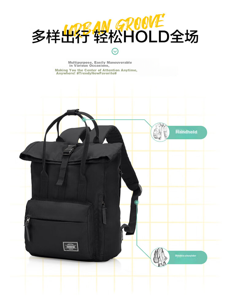 AMERICAN TOURISTER Backpack, Travel Bag, Student Schoolbag, Casual Backpack, Large Capacity Laptop Bag, Roll-Up Bag, 24G Yellow 5
