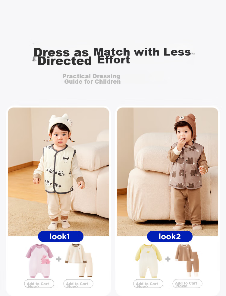 Minibala Padded Baby Warm Vest Unisex Infant Skin-friendly Printed Homewear Autumn Winter 2