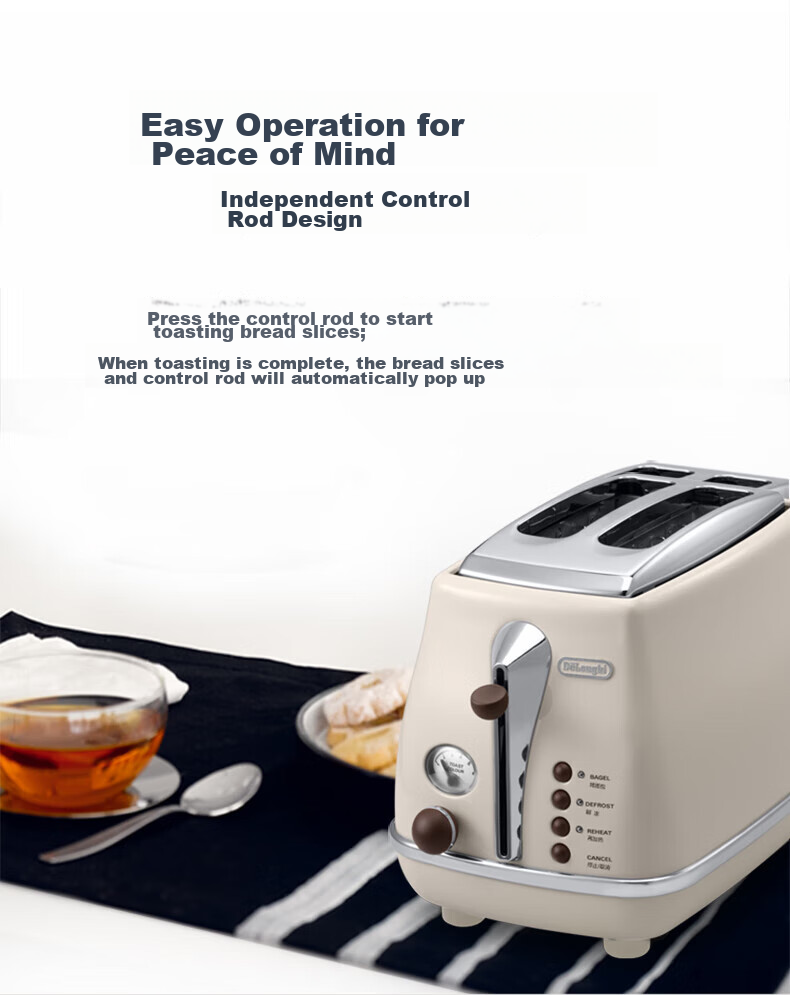 Delonghi Bread Maker, Retro Home Small Toast Maker, Bread Slicer, Heats And Defrosts Sandwiches, Breakfast Toaster, CTO2003.VGR, Olive Green, Gift 11