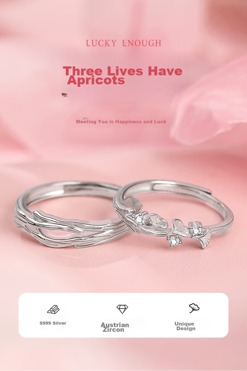 MANHE S999 Sterling Silver Couple Rings, One Pair of Engagement Diamond Rings, Adjustable Women's And Men's Birth Ring, Valentine's Day Gift 1