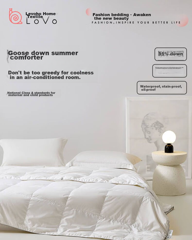 LOVO Class A 95% Kunlun White Goose down Duvet Summer Comforter 140g Filling 150*215cm White Student Dormitory 1