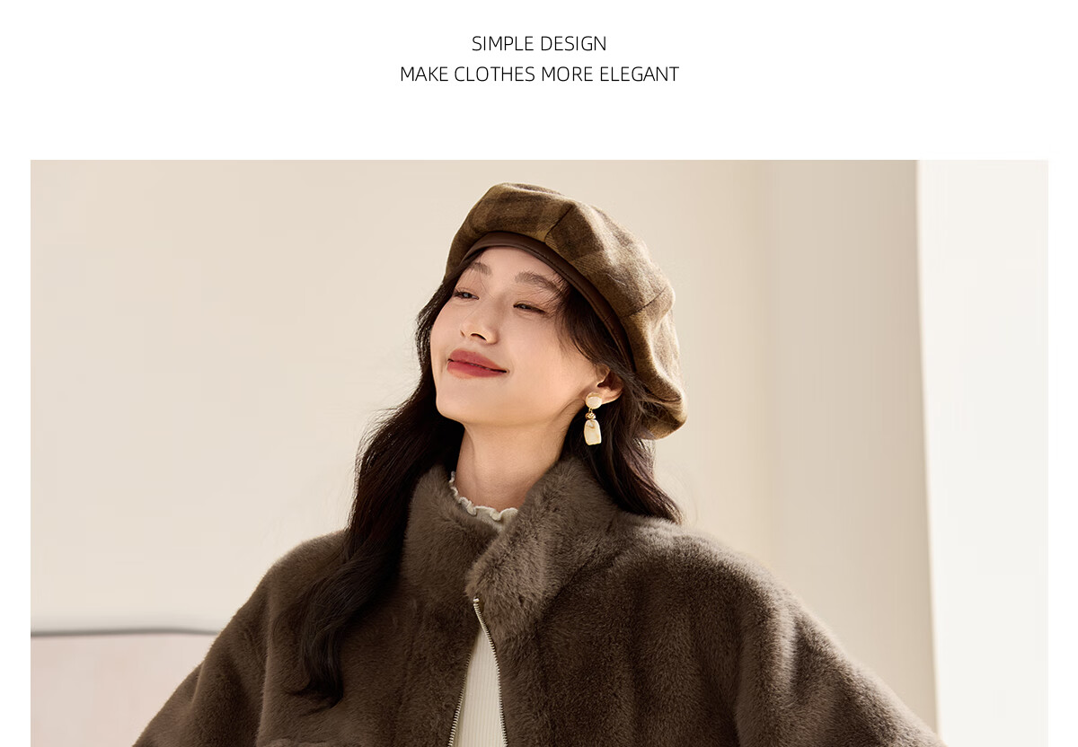 PinCai Women's Vintage Solid Color Short Fleece Jacket with Stand Collar P144U4008 16