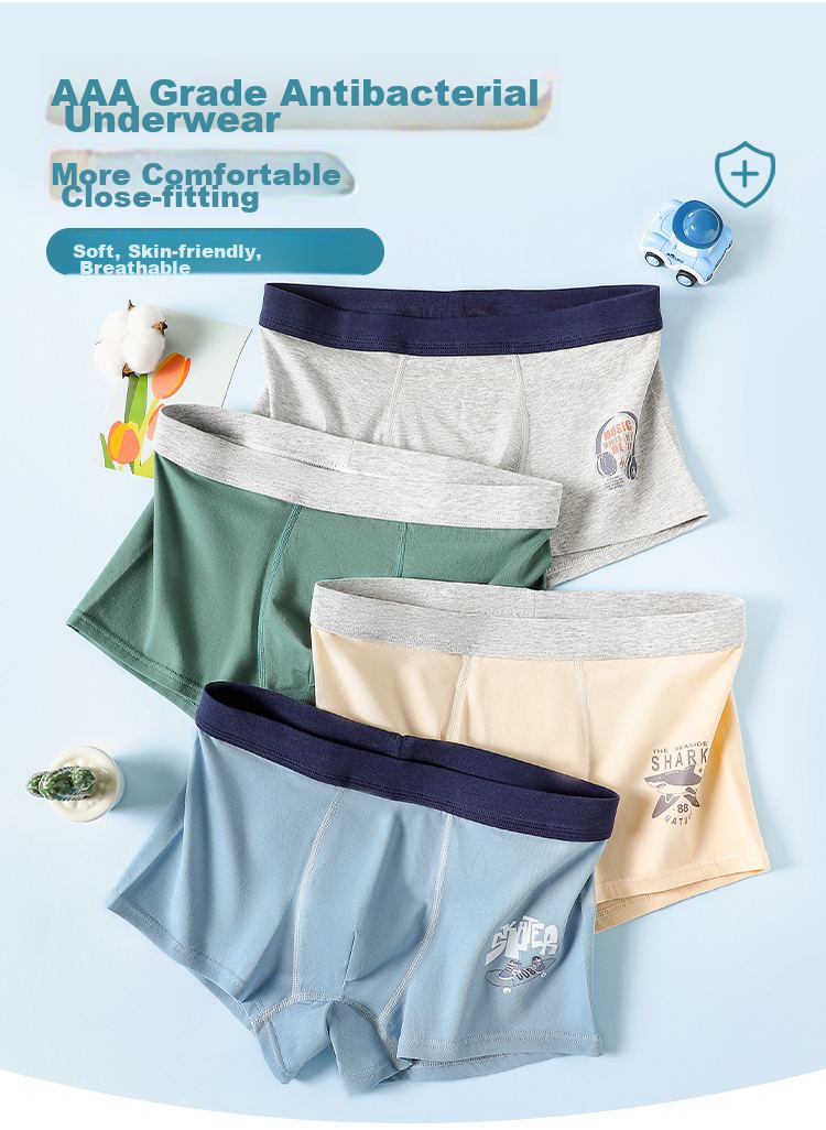 Bingxuemumian Boys' Underwear for Teenagers, Developmental Stage 12-16 Years Old, Boxer Briefs, Cotton 3A Antibacterial, for Older Children And Teens 1