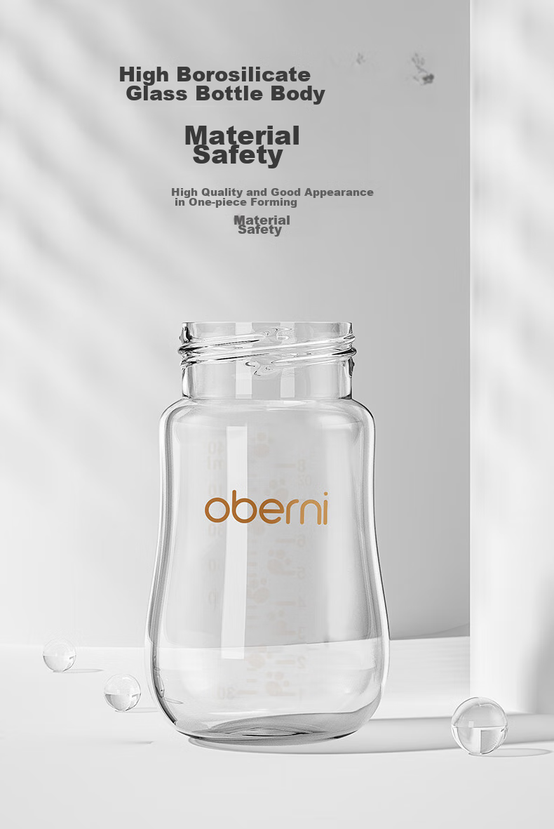 Oubeini Straw Bottle, Wide-Mouth Glass Bottle, Baby Bottle with Handle for 6 Months to 1-3 Years Old 6