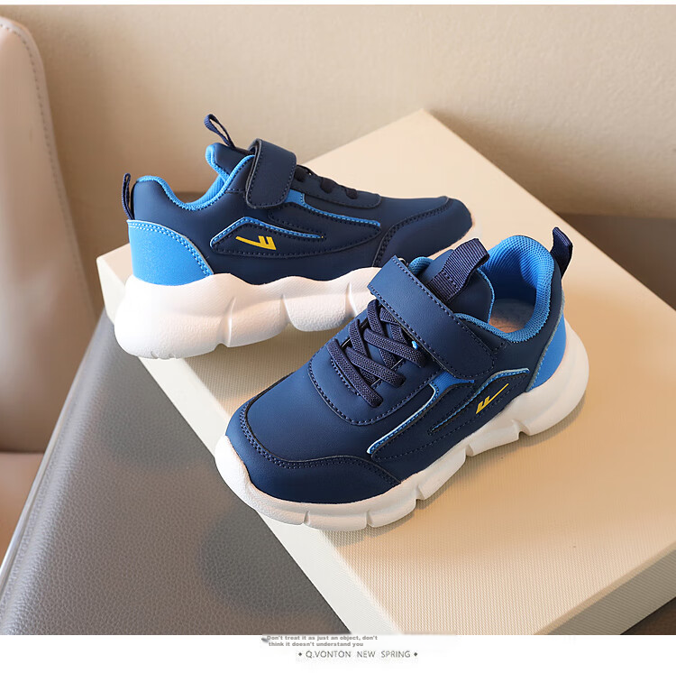 Warrior Children's Sports Shoes, Boys And Girls Running Shoes, Lightweight Casual Shoes, WZ-A888MJ, Navy Blue And Light Blue, Size 28 6