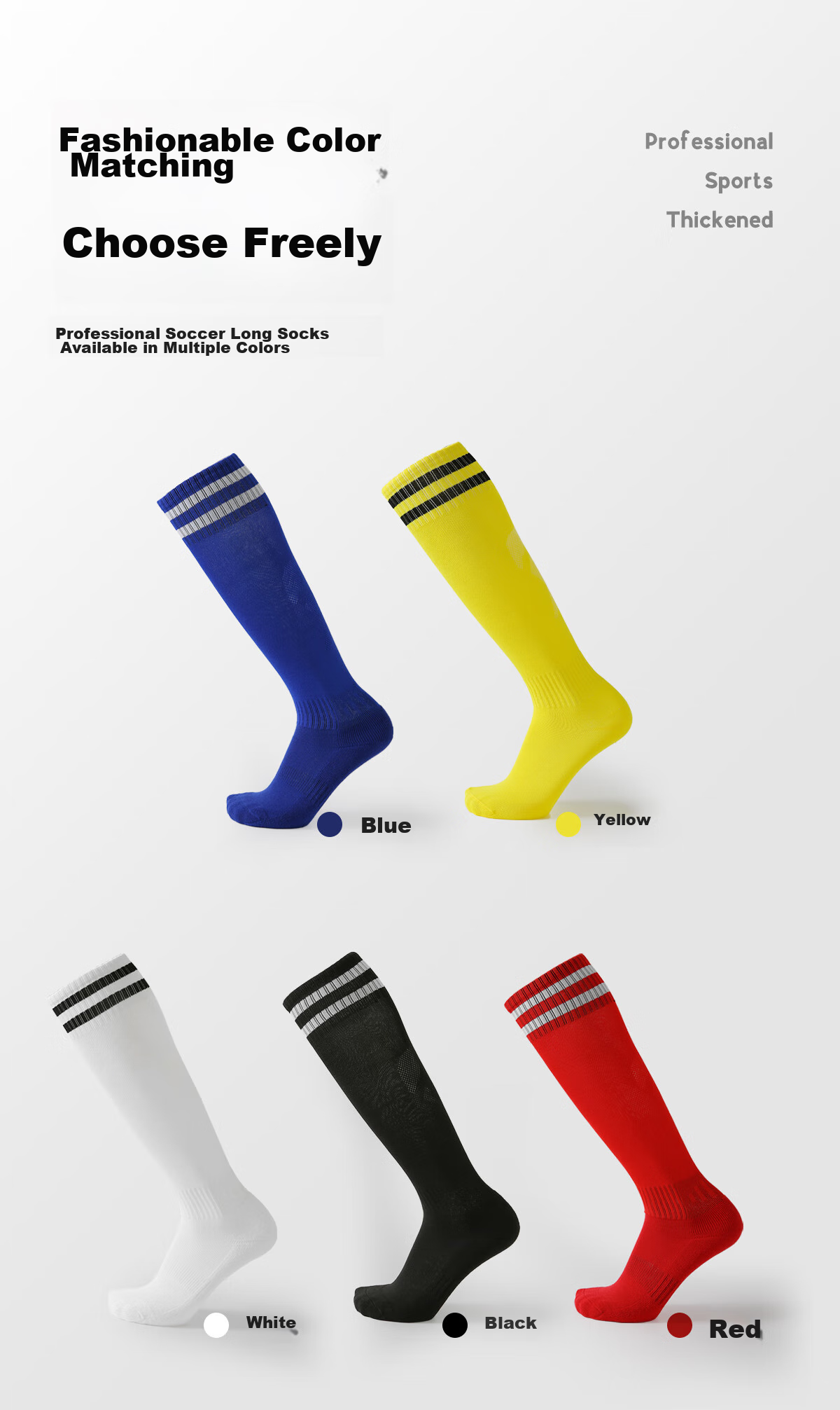 CASPIAN WOLF Soccer Socks, Long Over-Knee Socks for Men And Women, Non-Slip Children's Soccer Socks, Training Socks 4