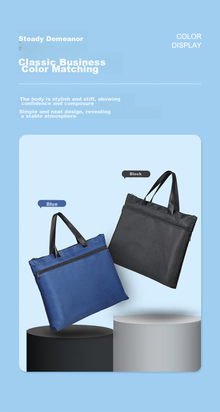 COMIX Double-Layer Handheld Briefcase Document Bag, Large Capacity Laptop Meeting Briefcase, Black, Widened Bottom A8160 7