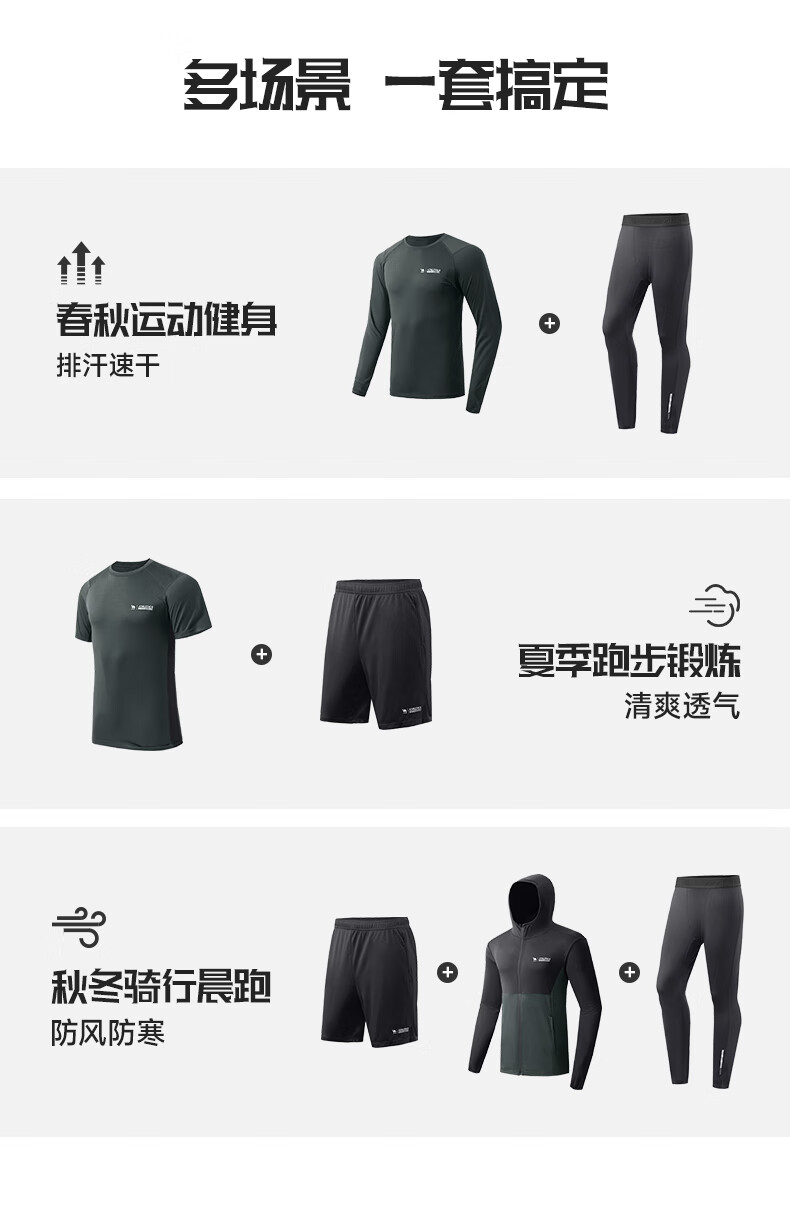 CAMEL Men's Sports Workout Set, Five-Piece New Long Sleeve And Pants Quick-Dry Running Basketball Training Sportswear 10