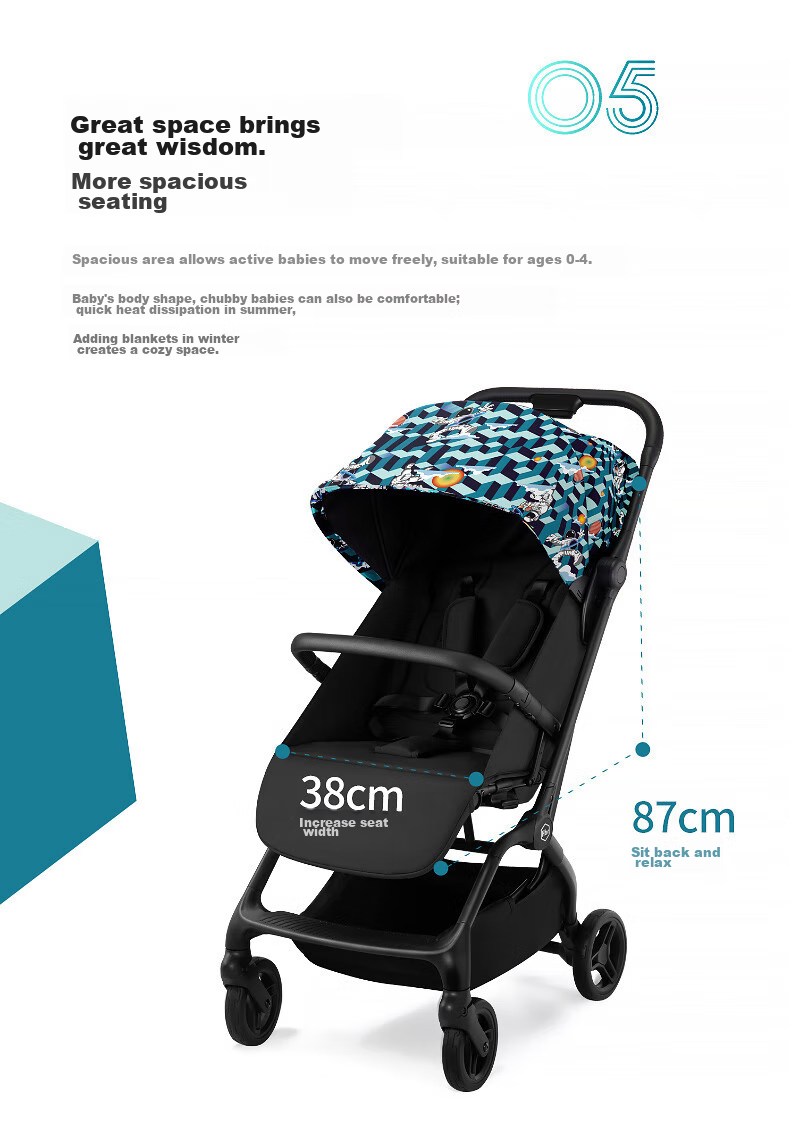 HBR Stroller, Lightweight High-View Children's Carriage, Can Sit And Lie Down, Mpro Automatic Folding, Dark Gree 8