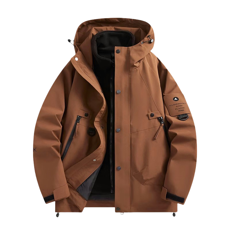 JEEP SPIRIT Men's Three-In Jacket, Men's Windbreaker, Autumn And Winter Warm Casual Fleece Outerwear