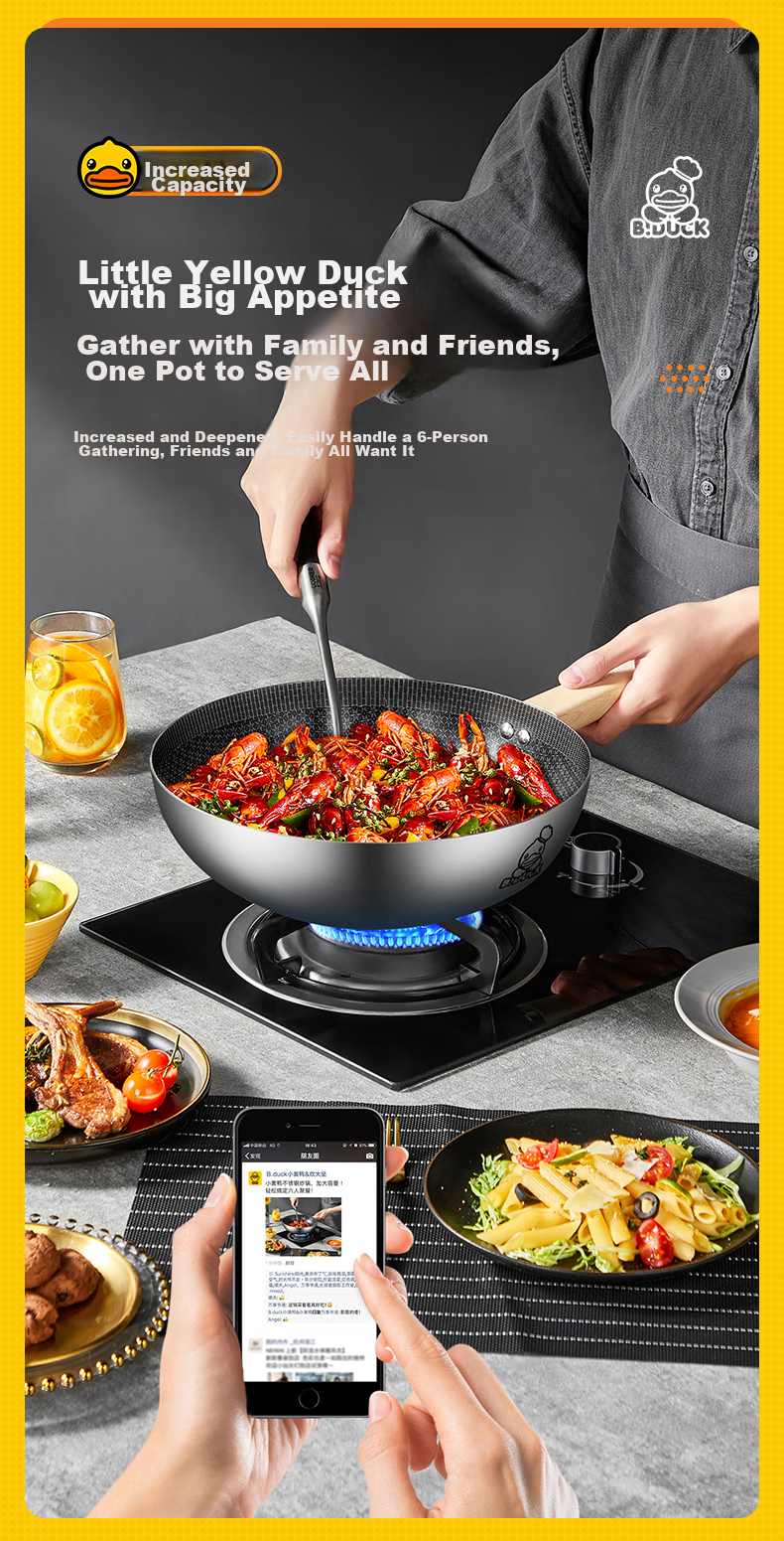COOKER KING 316 Stainless Steel Wok 32cm Non-Stick Flat Bottom Frying Pan Compatible with Gas Stove, Induction Cooker And Electric Cooktop 9