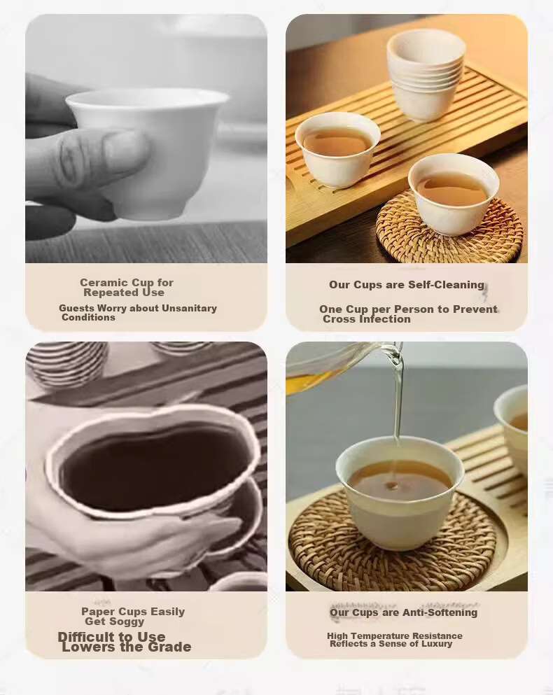 Xiduomi Disposable Tea Cups, Kung Fu Tea Set, Rice Husk Cups, Kung Fu Tea Ceremony Small Cups And Bowls, High-End Heat-Resistant, with Premium Storage Rack 5