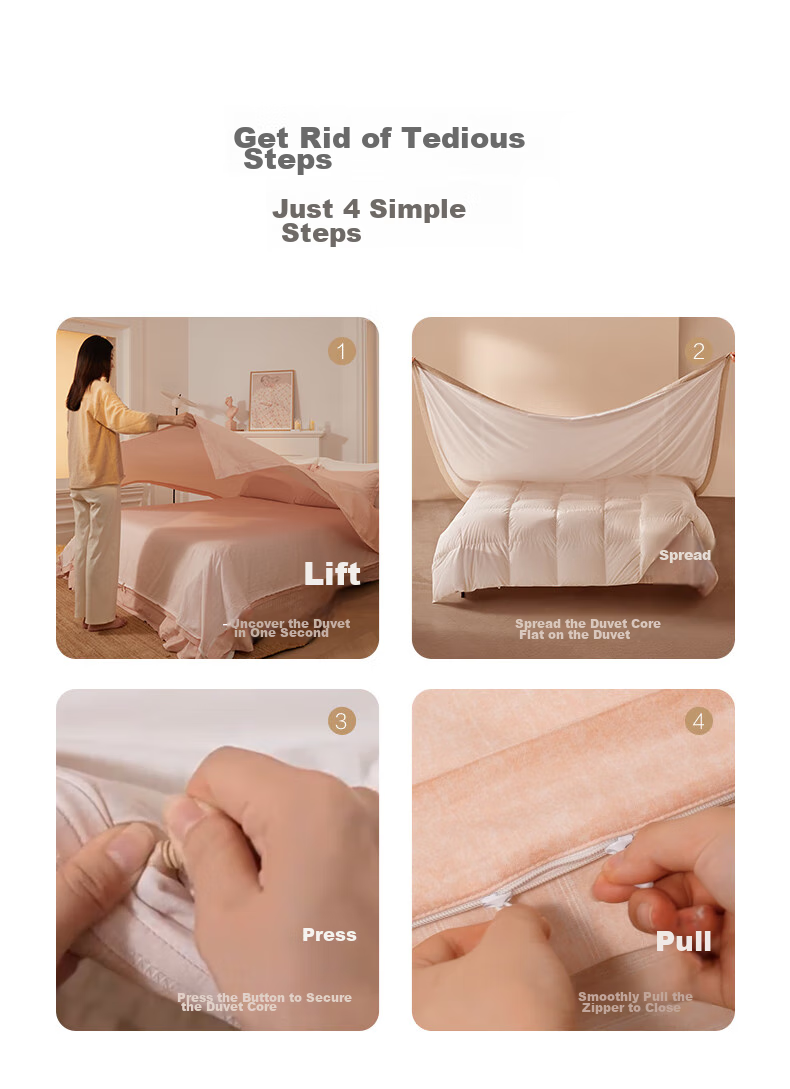 LUOLAI Home Textiles, Ultra-Soft U-Easy Set of 60 Pieces, Thickened Brushed Cotton Bedding Set for Winter, Includes Bed Sheet And Duvet Cover, Orange, 200*230 Cm 4