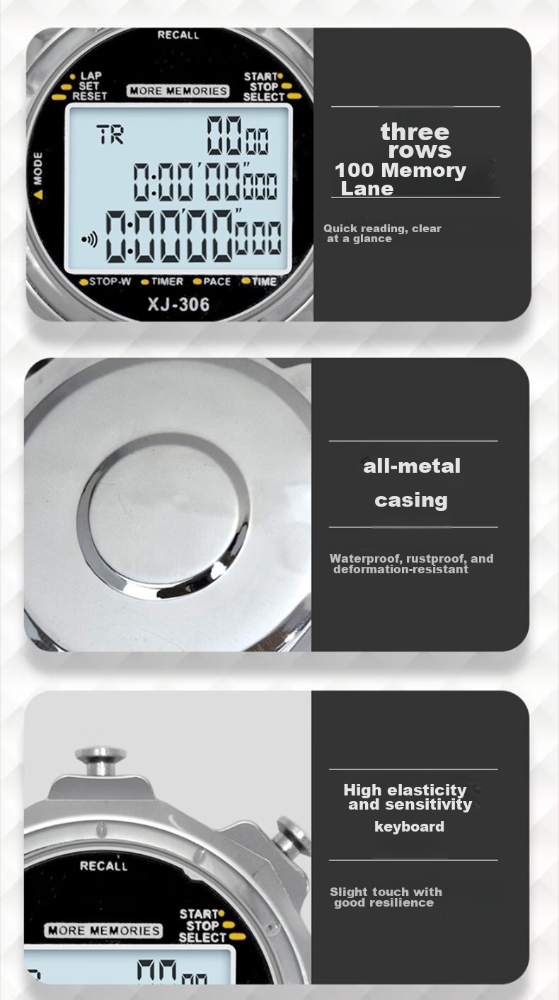 GEDUN Stopwatch, 3 Rows 100 Laps Dedicated Timer for Running, Sports, Fitness, Track And Field, Swimming, Multifunctional 11