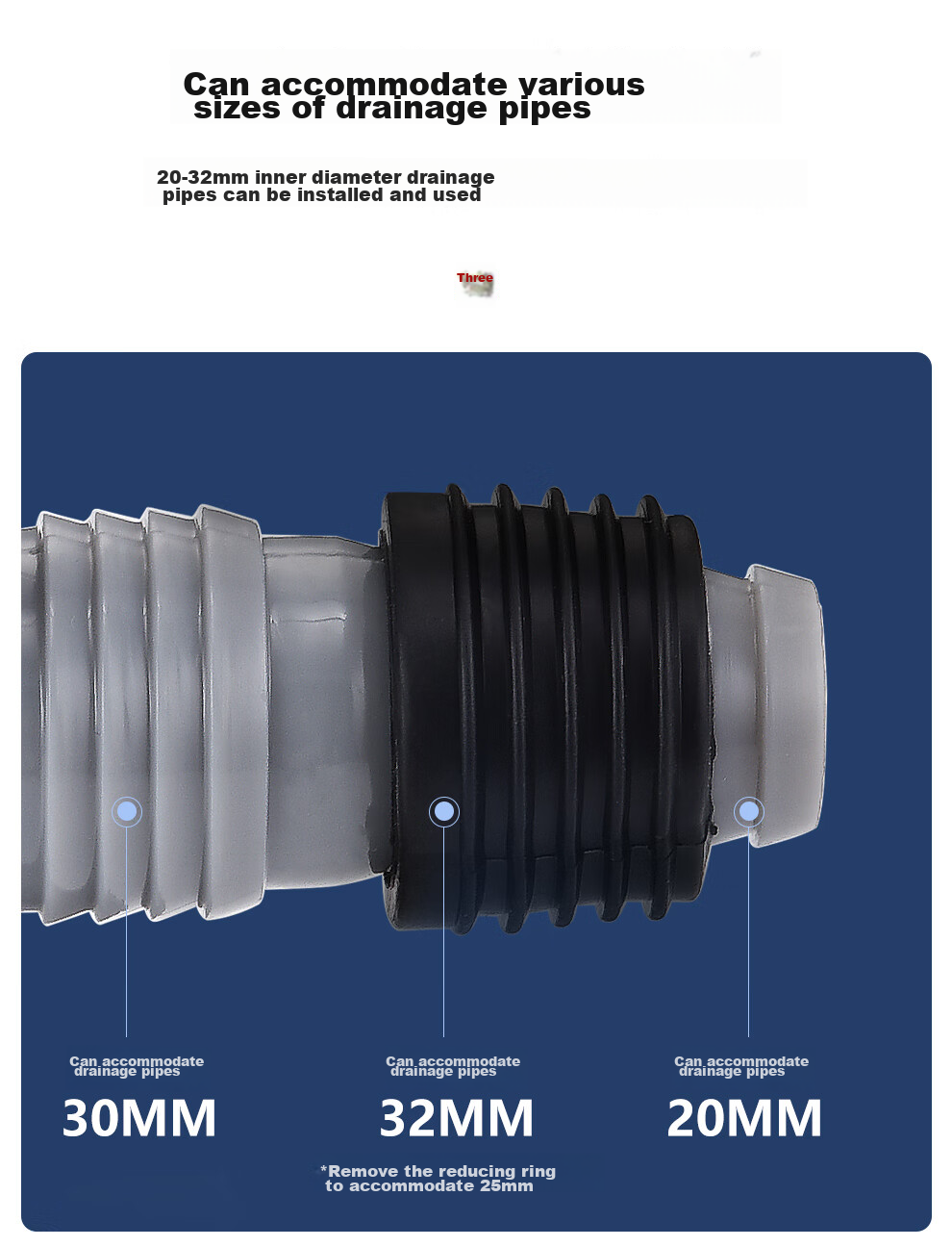 CVBAB Washing Machine Floor Drain Three-Way Connector, Sewer Pipe Anti-Odor And Backflow Prevention Drainage Pipe Sealed Three-Way Two-In CV620 7