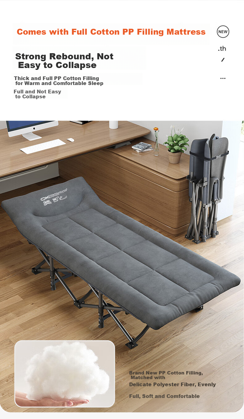 OKeefe Folding Bed, Single Nap Bed, Multifunctional Camp Bed, Lounge Chair, Hospital Companion Bed, Office Siesta Bed, Ten-Foot Bed 6