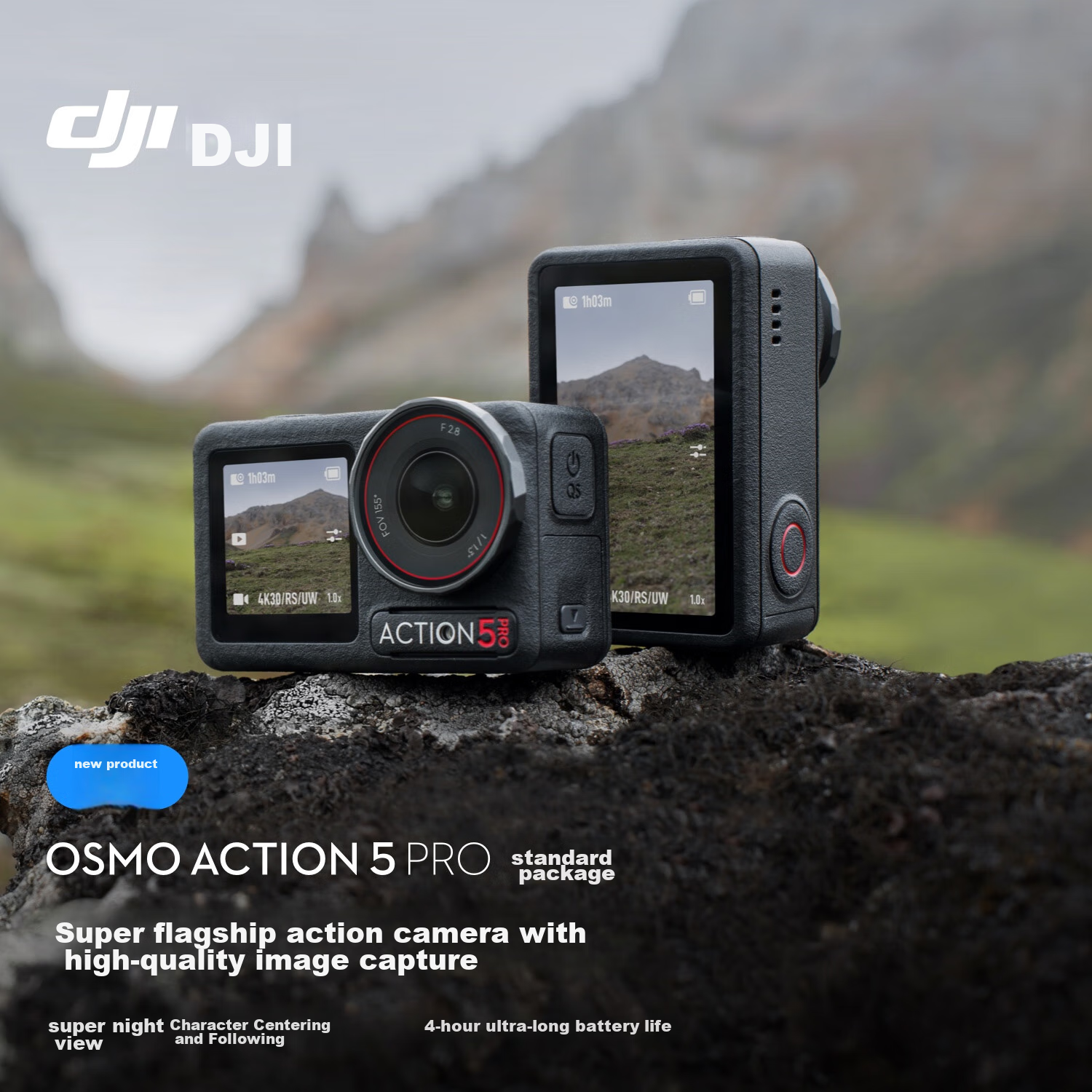 DJI Osmo Action 5 Pro, Ultra-Flagship Image Quality Action Camera, Outdoor Motorcycle Riding Diving Vlog Camera, Portable Travel Photography Camera