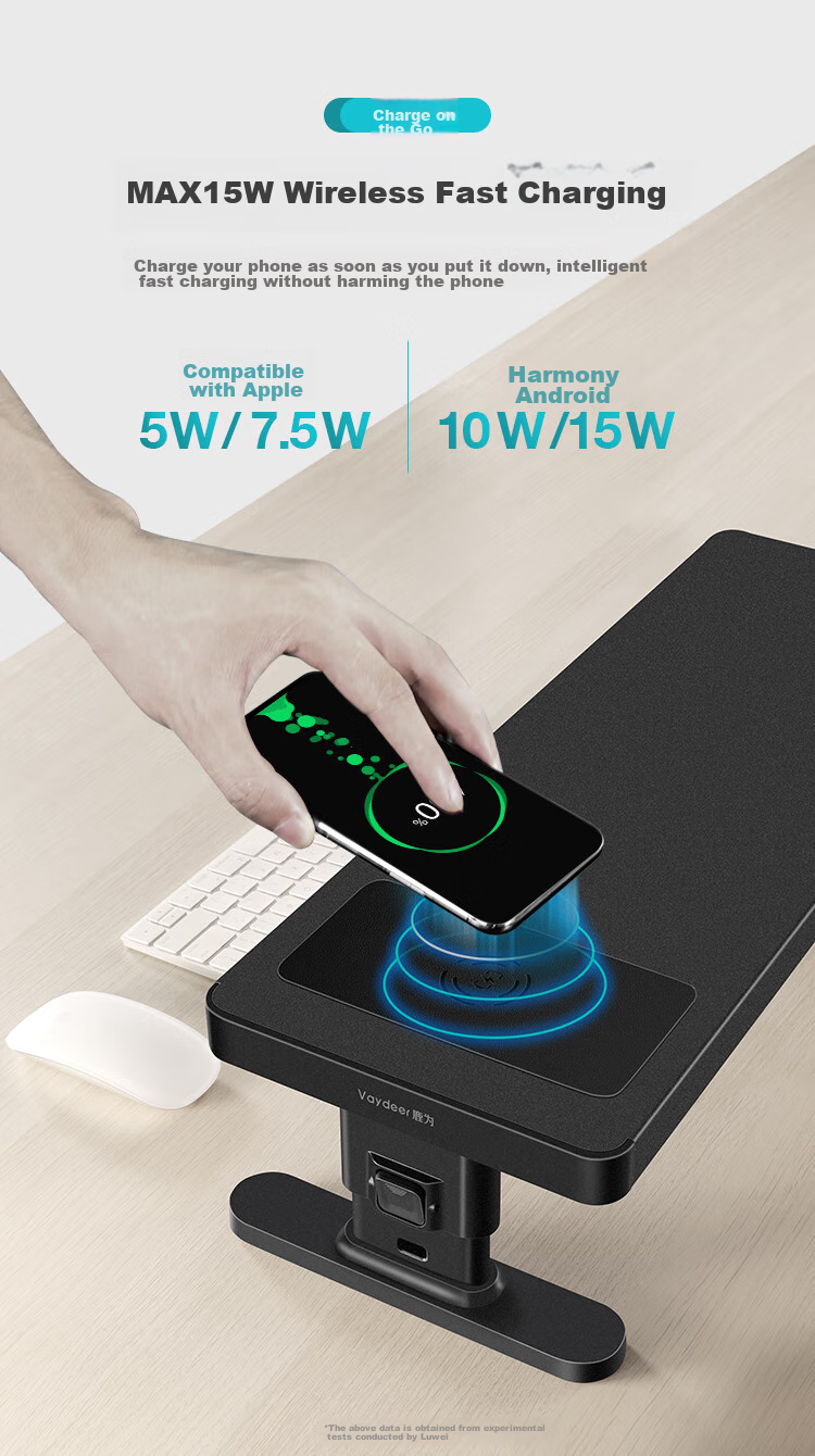 Luwei Monitor Riser Stand, Multifunctional Laptop Stand, Desktop Computer Base, USB 3.0 Adjustable Height + Wireless Charging with Drawer, ZGL121 4