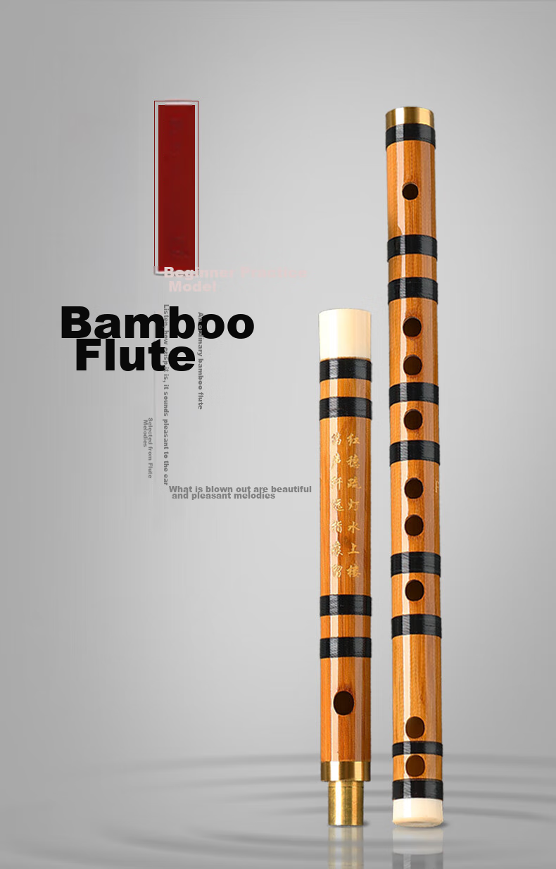 Xiangsiniao Single-Insert Brass Flute in F Key, Bitter Bamboo Flute, Transverse Flute for Students And Beginners XS1001 1