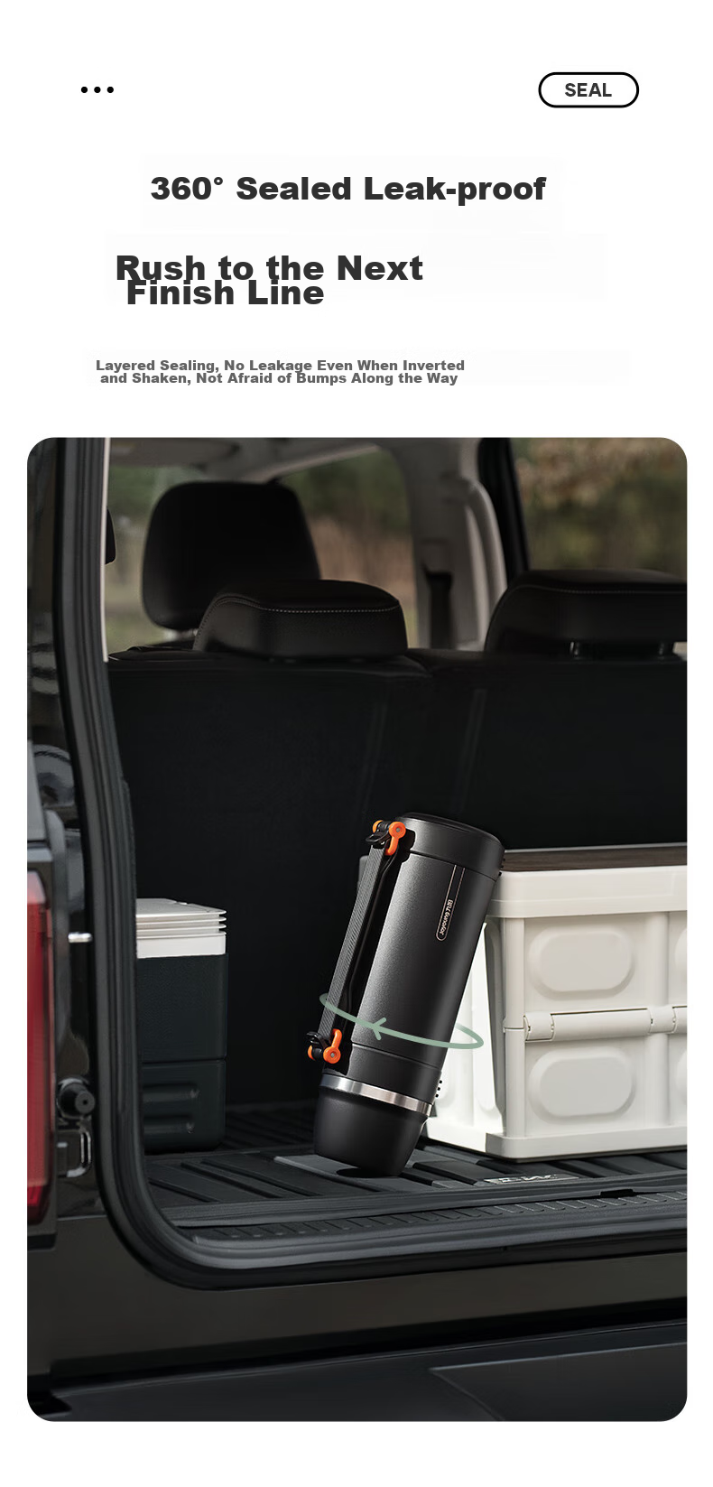 Joyoung Insulated Bottle, 316L Stainless Steel, Large Capacity Thermos, Hot Water Bottle, Carrying Handle And Shoulder Strap, Outdoor Travel Flask 12