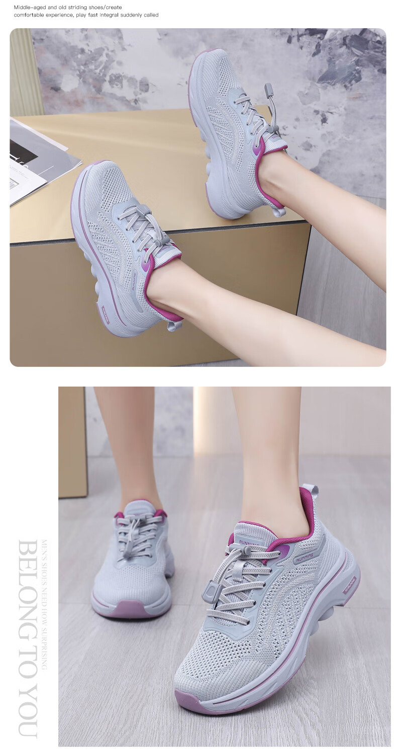 Anglerfish Summer Breathable Mesh Mom Casual Shoes Sports Walking Shoes Elderly Old Beijing Cloth Shoes A6000 Red 38 16