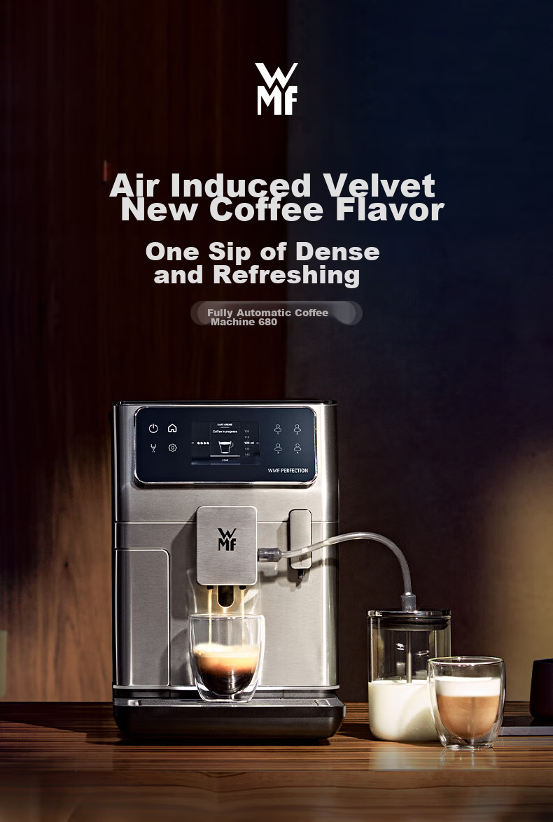WMF Coffee Machine 650, Home Fully Automatic Coffee Maker, Imported, 48 Menu Options, One-Button Auto Cleaning, Futenbao Office Coffee Machine 2