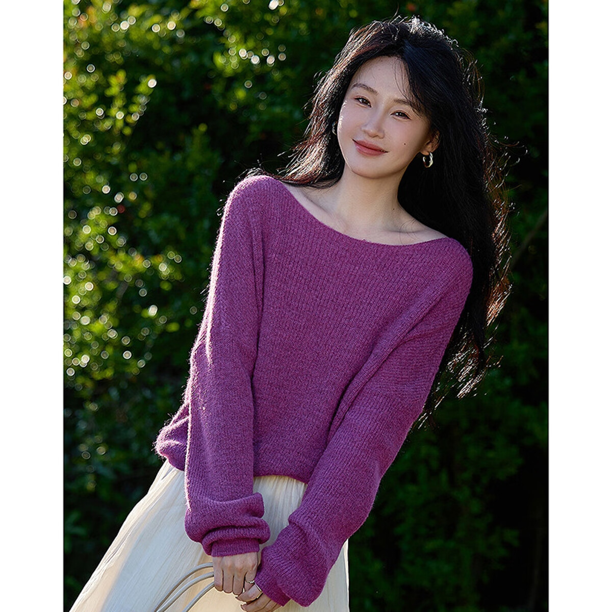 Demana [Dopamine Textile Love] Spring Lazy Style Crew Neck Long Sleeve Wool Blend Slimming Knit Sweater for Women