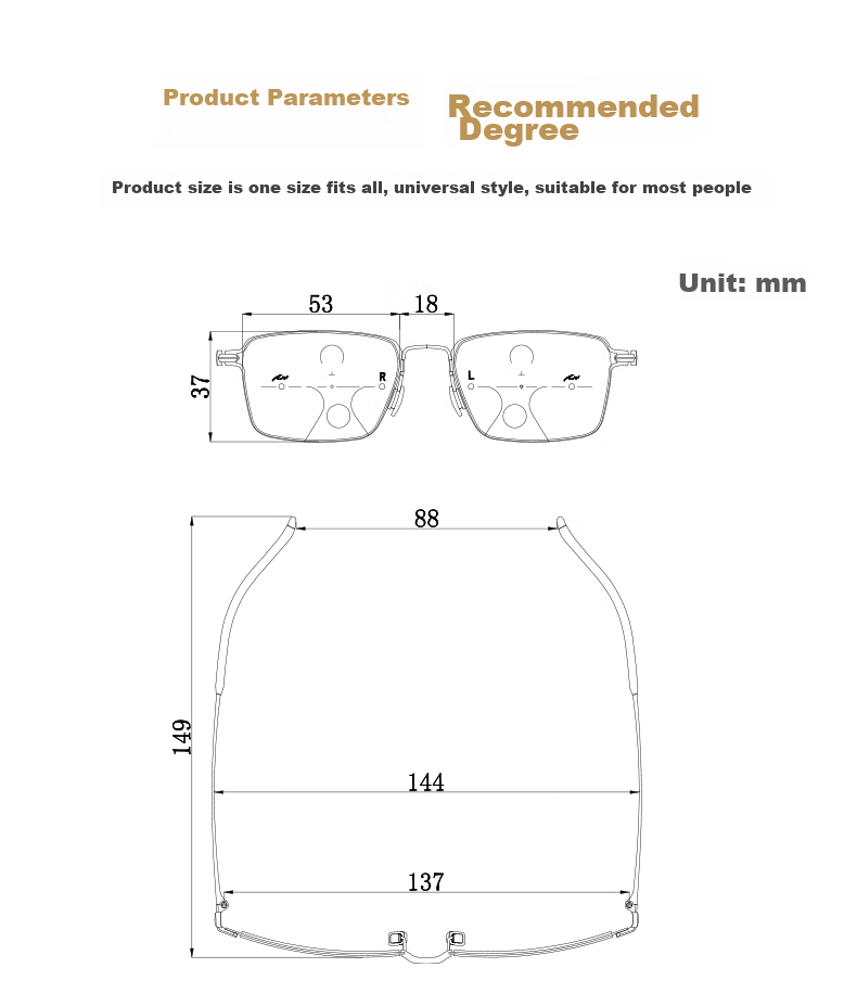 Xiyanghong Reading Glasses, High-Definition Anti-Blue Light, Bifocal Automatic Zoom, Ultra-Light Full-Frame Reading Glasses AX8102, 100 Degrees 11