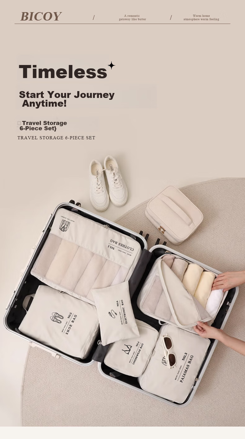 Baicaoyuan Travel Storage Bag, Luggage Organizer, Convenient Travel Suitcase, Business Trip Clothing Storage, Sorting Bag, Blue 2