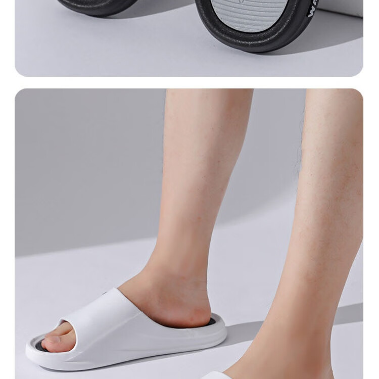 Huili Slippers, Comfortable for Stepping on Poop, Sports Bathroom Indoor Outdoor Wear, Non-Slip Sandals for Men, HL3980 Black And Gray, Size 46-47 21