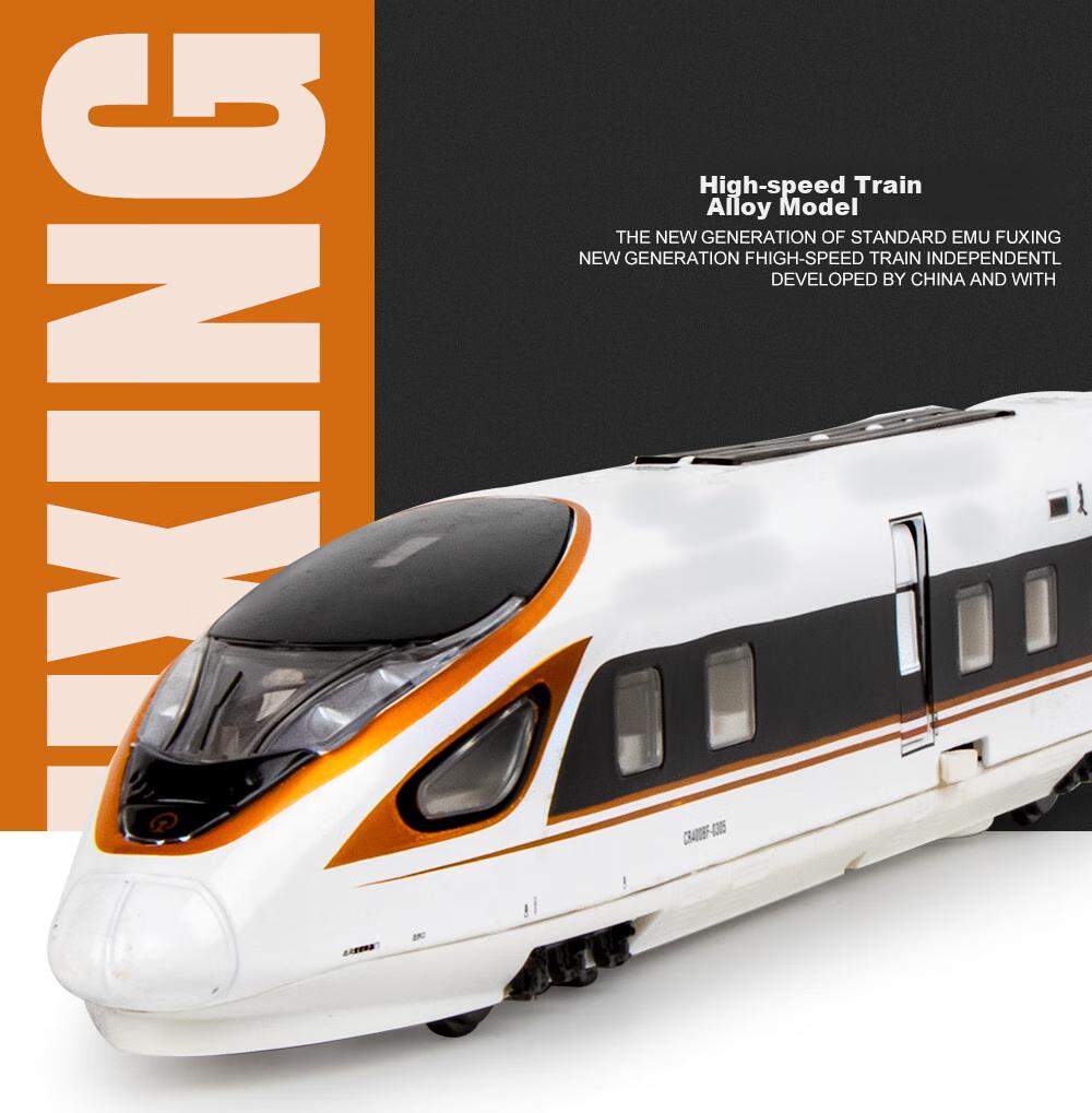 Heimanba Alloy Train Revival Double-Section Golden Dragon Electric Train, High-Speed Rail Children's Toy Model, Collectible Display Piece Gift 3