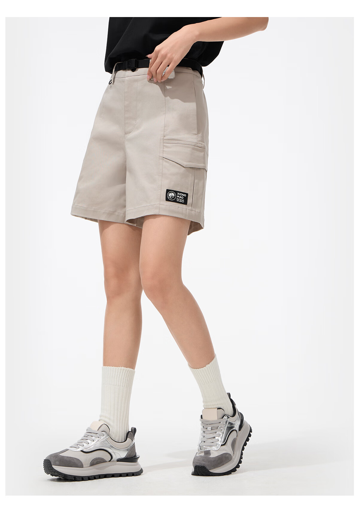 CAMEL Panda Collaboration Outdoor Women's Casual Shorts, Cool-Feeling Sports Running Breathable Quick-Dry Five-Point Pants 4168 12
