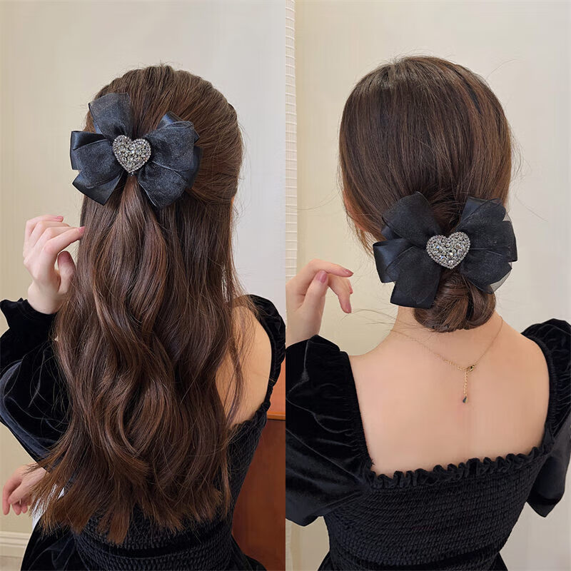 CHIMERA Back-Of Bun Hair Clip, French Bow Barrette, Half-Up Hairpin, Hair Accessory for Women, Mid-Autumn Festival Gift