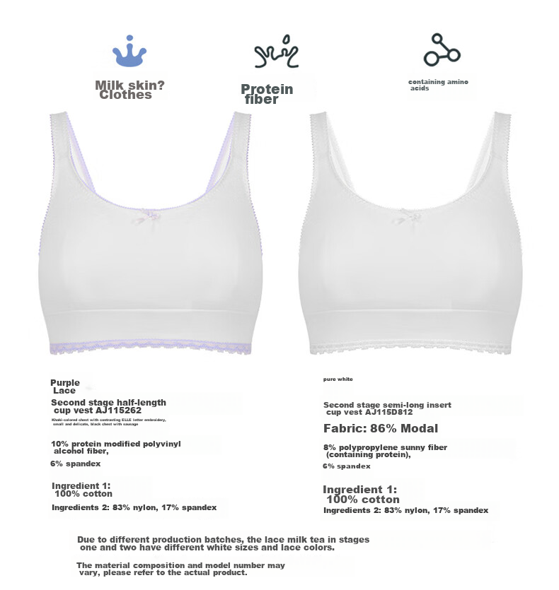Aimer Junior First Stage Student Milk Skin Vest, Girls' Puberty Vest-Style Underwear Bra, First Stage Off-White, Size 170 21