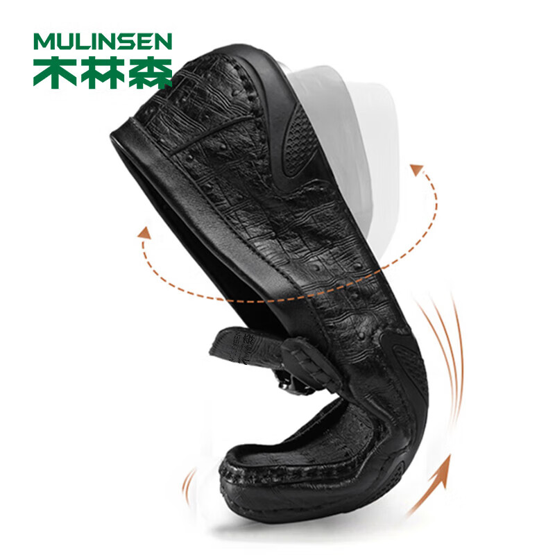 MULINSEN Men's Shoes, Korean-Style Versatile Slip-On Shoes, Top-Layer Cowhide Business Casual Shoes, Driving Loafers, 66912