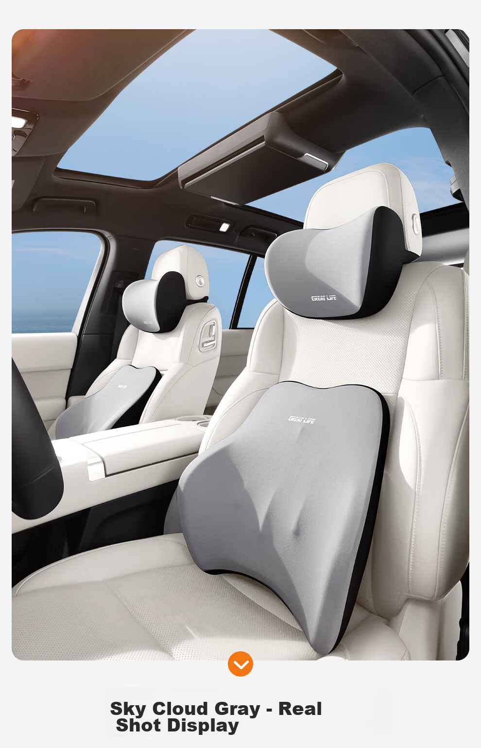 GREAT LIFE Car Headrest And Lumbar Support Set with Memory Foam Neck Pillow And Waist Cushion, In-Car Neck Protection And Lumbar Support Pad 20